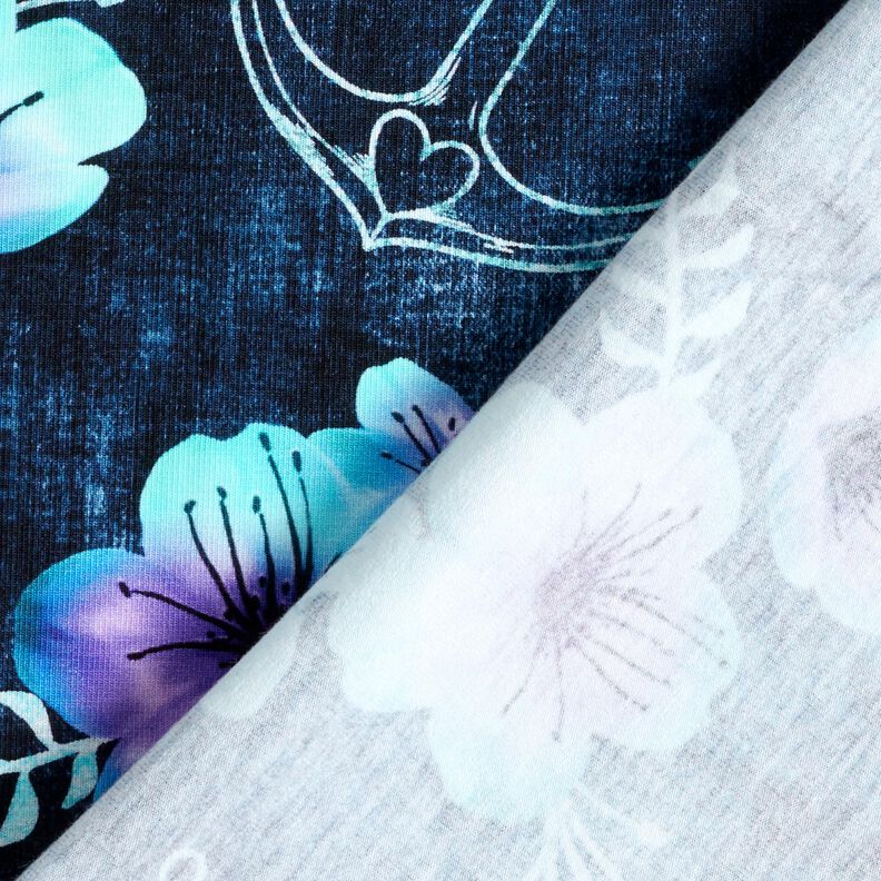 Cotton Jersey Maritime Blossoms | Glitzerpüppi  – midnight blue/ice blue,  image number 4