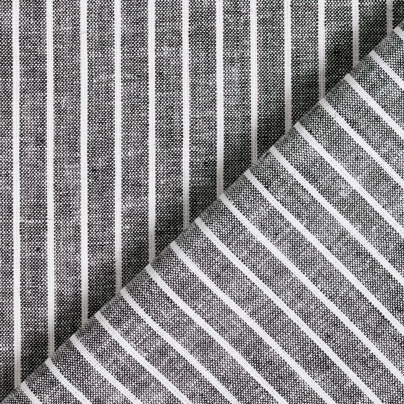 Linen Cotton Blend broad stripes – black/white,  image number 4