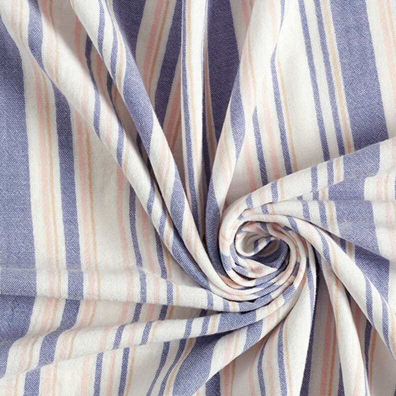 Double Gauze/Muslin yarn dyed stripes | Poppy – white/navy blue,  image number 3