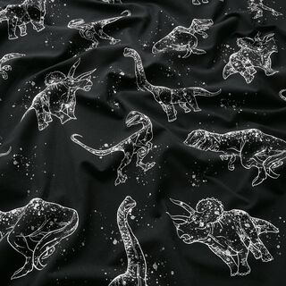 Cotton Jersey Dino outlines | Glitzerpüppi – black/white, 
