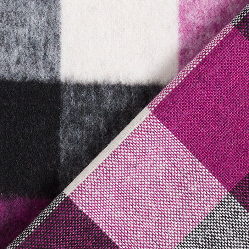 checked new wool blend coat fabric – grape,  image number 4