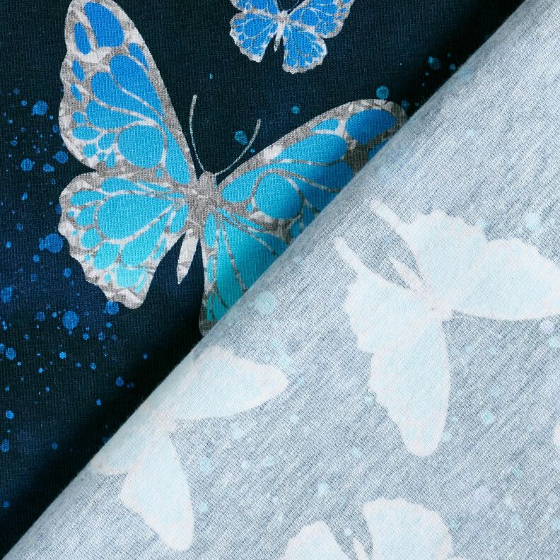 Cotton Jersey gradient butterflies | Glitzerpüppi – midnight blue,  image number 4