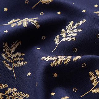 Christmas tree cotton poplin fabric – navy blue, 