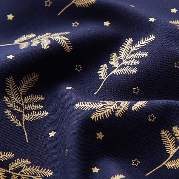 Christmas tree cotton poplin fabric – navy blue,  image number 2