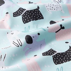 Cotton Cretonne abstract dogs – sky blue/rosé, 