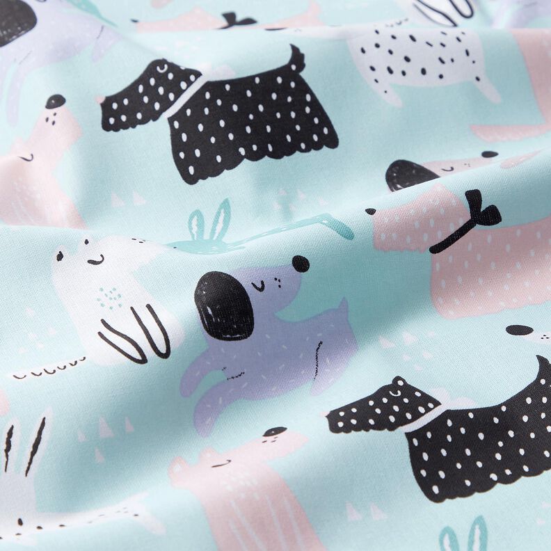 Cotton Cretonne abstract dogs – sky blue/rosé, image number 2