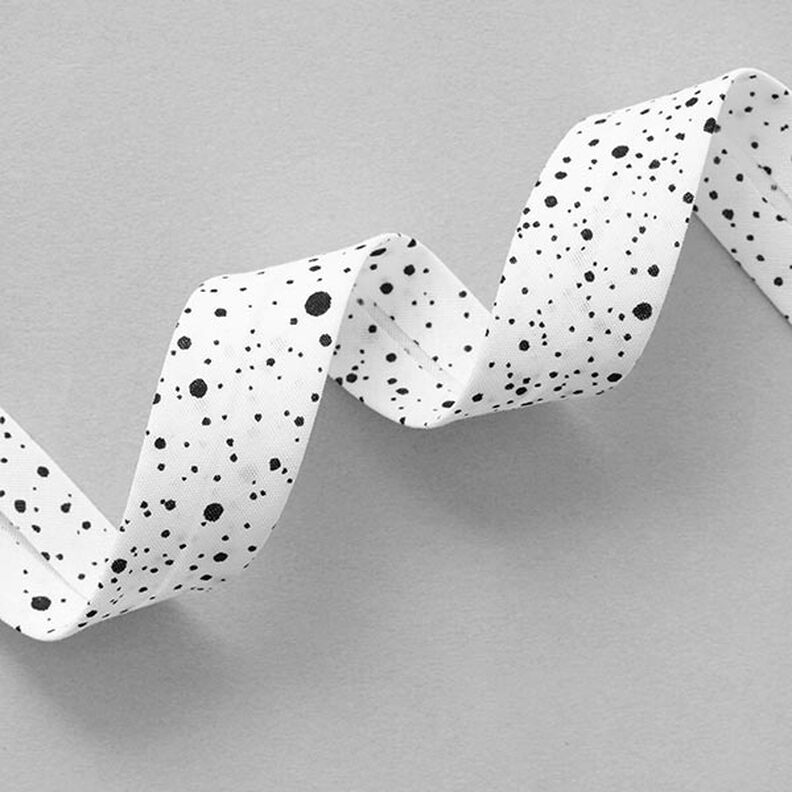 Splodges Bias Tape [ 20 mm ] – white/black,  image number 1