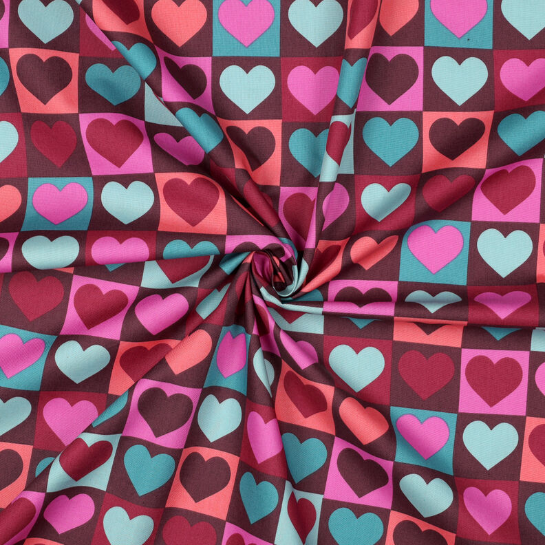 Cotton Poplin Diamond hearts | Poppy Fabrics – burgundy,  image number 3