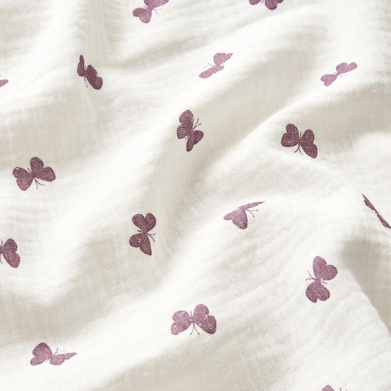 Double Gauze/Muslin butterflies – ivory/red lilac,  image number 2