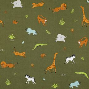GOTS Cotton Poplin Steppe Animals | Poppy Fabrics – dark olive, 