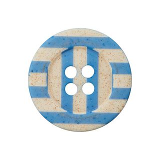 4-Hole Striped Button  – blue/apricot, 