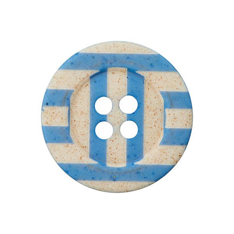 4-Hole Striped Button  – blue/apricot,  image number 1