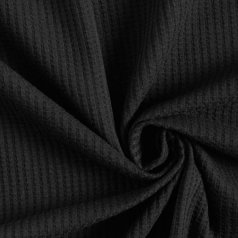 Cotton waffle jersey Plain – black,  image number 1