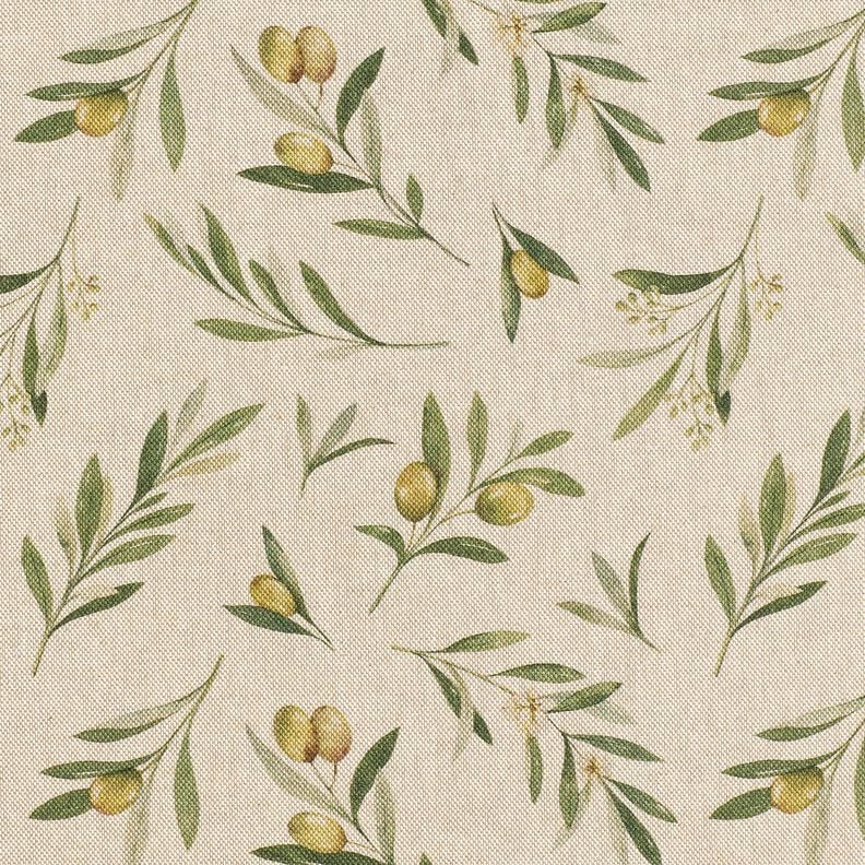 Decor Fabric Half Panama green olives – natural/pine,  image number 1