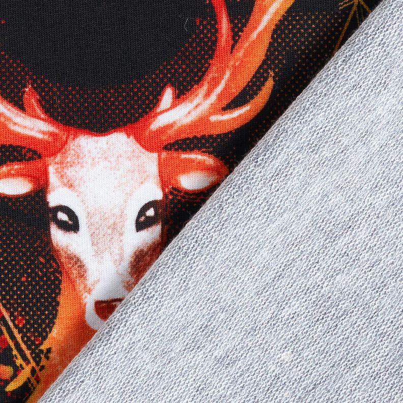 French terry Panel Fire stag | Glitzerpüppi – black/orange, image number 4
