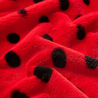 Faux fur, ladybug dots – red/black, 