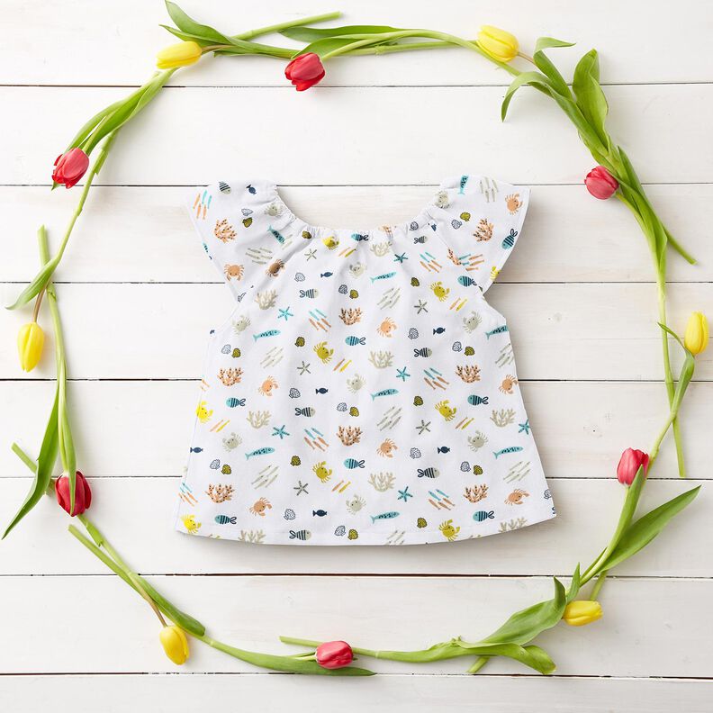Cotton Poplin Underwater world – white,  image number 6