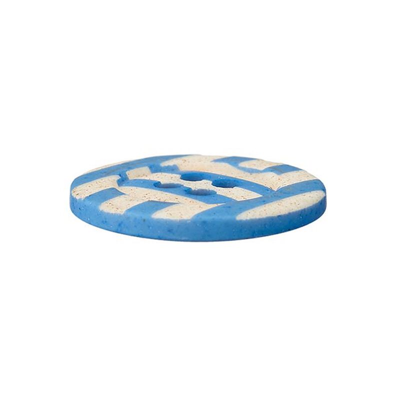 4-Hole Striped Button  – blue/apricot,  image number 2