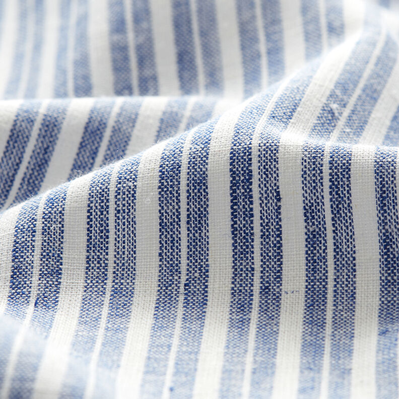 Linen Cotton Blend Wide Stripes – denim blue/offwhite,  image number 2