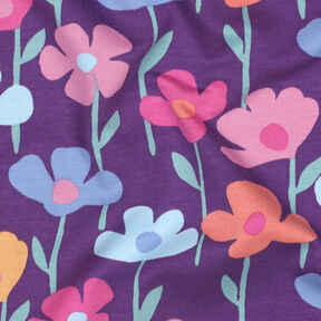 French Terry colourful flowers | Poppy Fabrics – red lilac, 