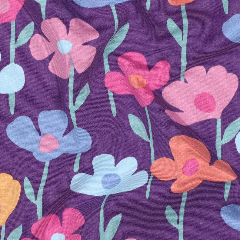French Terry colourful flowers | Poppy Fabrics – red lilac, image number 2