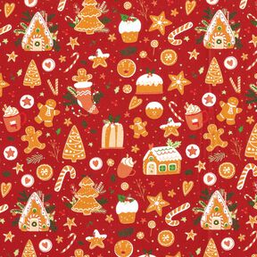 Cotton Poplin Lebkuchen – carmine/mustard, 