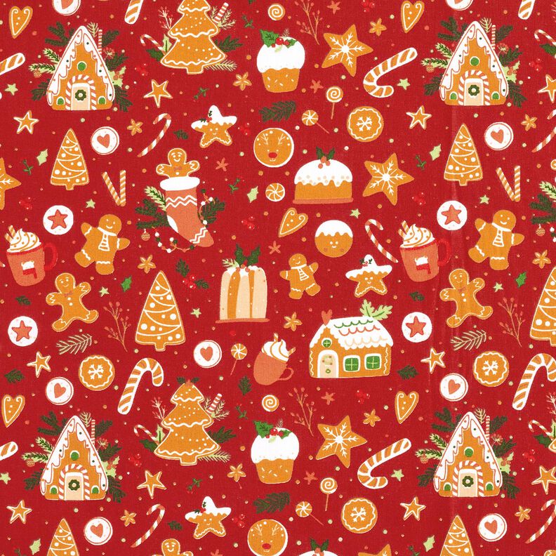 Cotton Poplin Lebkuchen – carmine/mustard,  image number 1