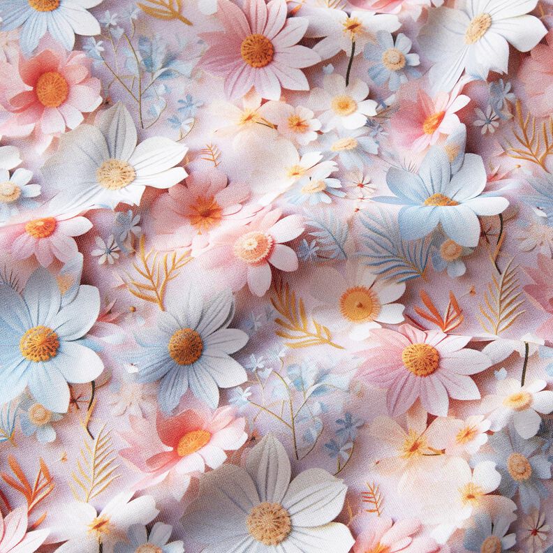 Cotton Poplin Paper flowers Digital Print – light dusky pink,  image number 2