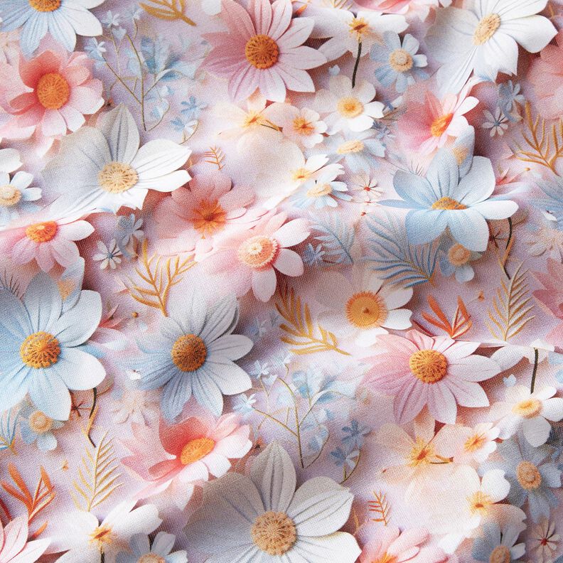 Cotton Poplin Paper flowers Digital Print – light dusky pink, image number 2
