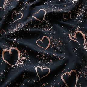 Cotton Jersey gold-speckled hearts | Glitzerpüppi – blue-black/dark dusky pink, 