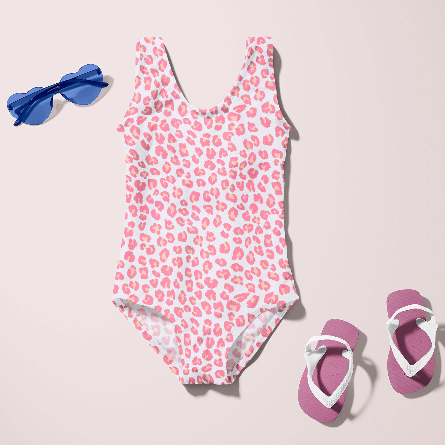 Swimsuit fabric leopard print white pink Perfect for Sport Functional