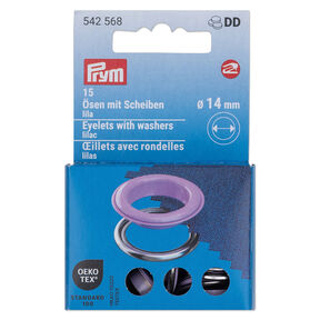 Eyelets with washers [15 pieces | Ø 14 mm] | Prym – lilac/metallic silver, 