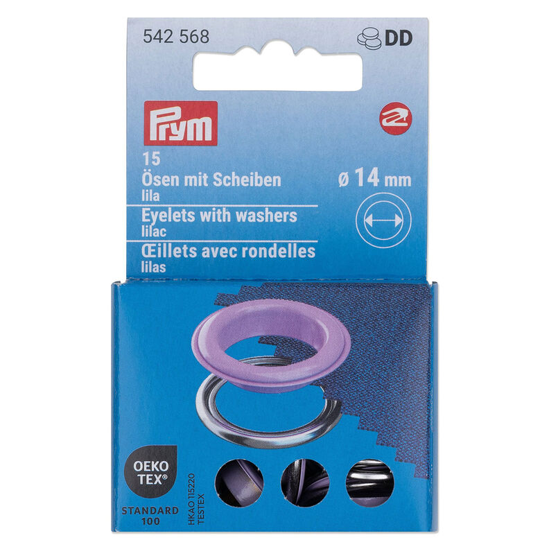 Eyelets with washers [15 pieces | Ø 14 mm] | Prym – lilac/metallic silver,  image number 1