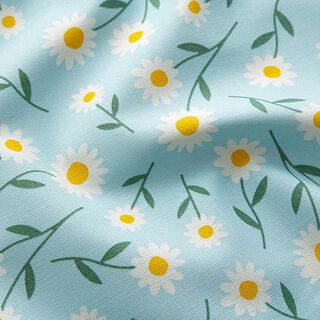 Decor Fabric Half Panama daisies – baby blue/white, 