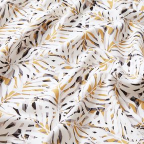 viscose fabric summer palm fronds – white/mustard, 