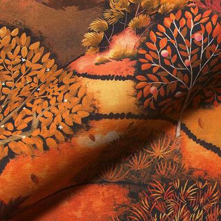 Autumn Landscape Digital Print Half Panama Decor Fabric – bronze/orange, 