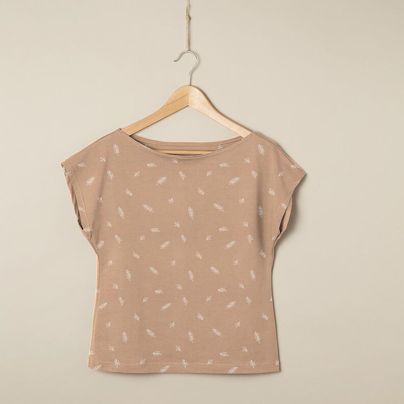 Cotton Jersey leaves – light brown, image number 6