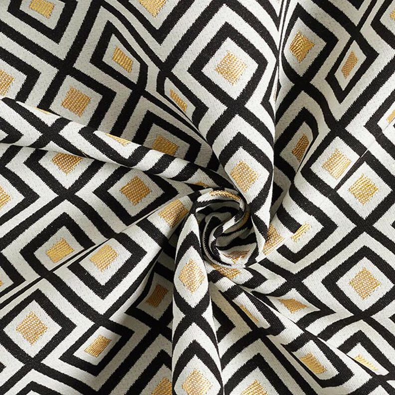 Decor Fabric Jacquard Art Deco Diamonds – offwhite/gold,  image number 3