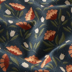 Cotton Poplin delicate flowers – blue-black/terracotta, 