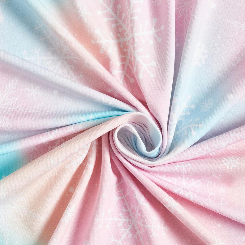 Cotton Jersey Snowflakes watercolor gradient | Glitzerpüppi – ice blue/rosé,  image number 3
