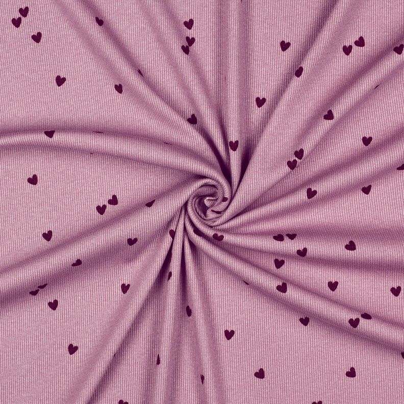 Ribbed Jersey Scattered Hearts | Poppy Fabrics – pastel violet/merlot,  image number 3