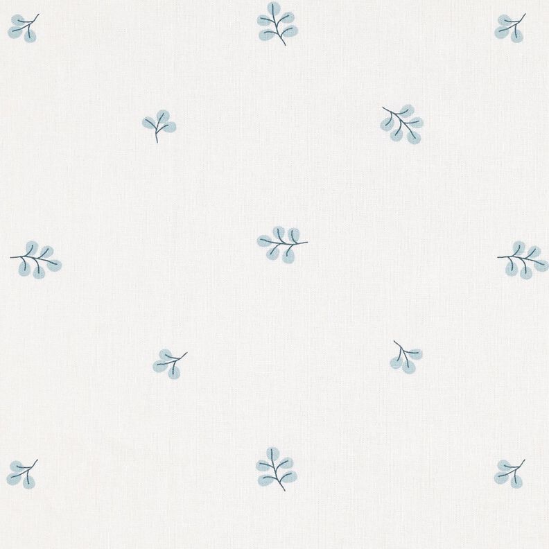 Cotton Poplin Branches and linden leaves – white/eucalyptus,  image number 1