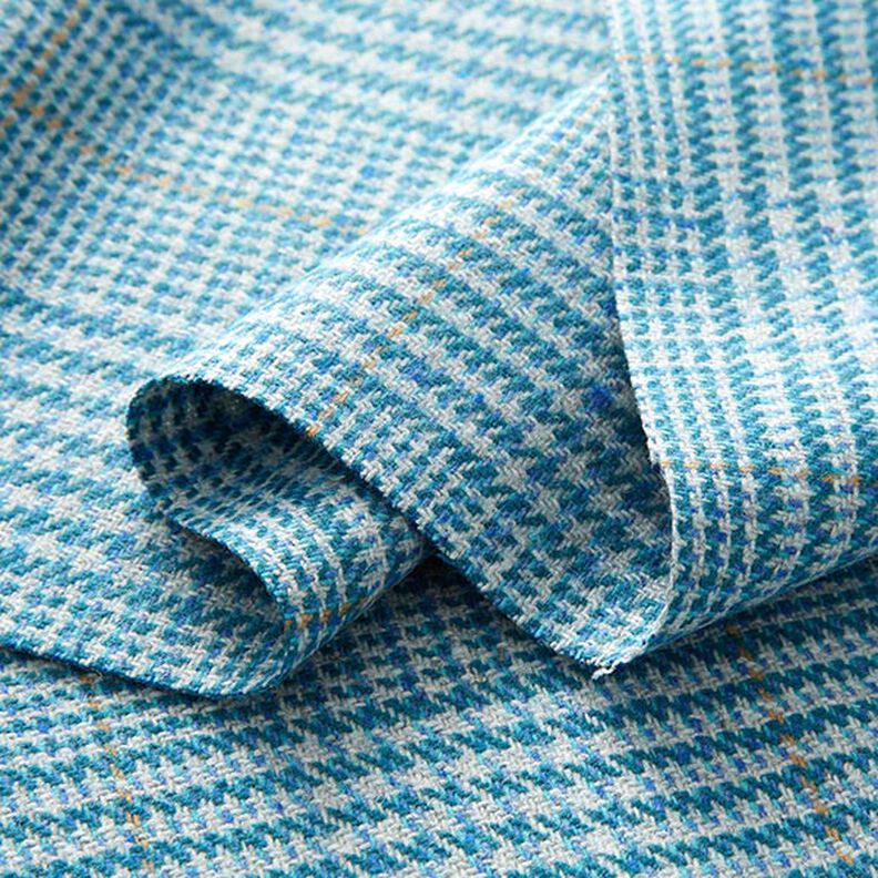 Glen Plaid Wool Fabric – turquoise,  image number 3