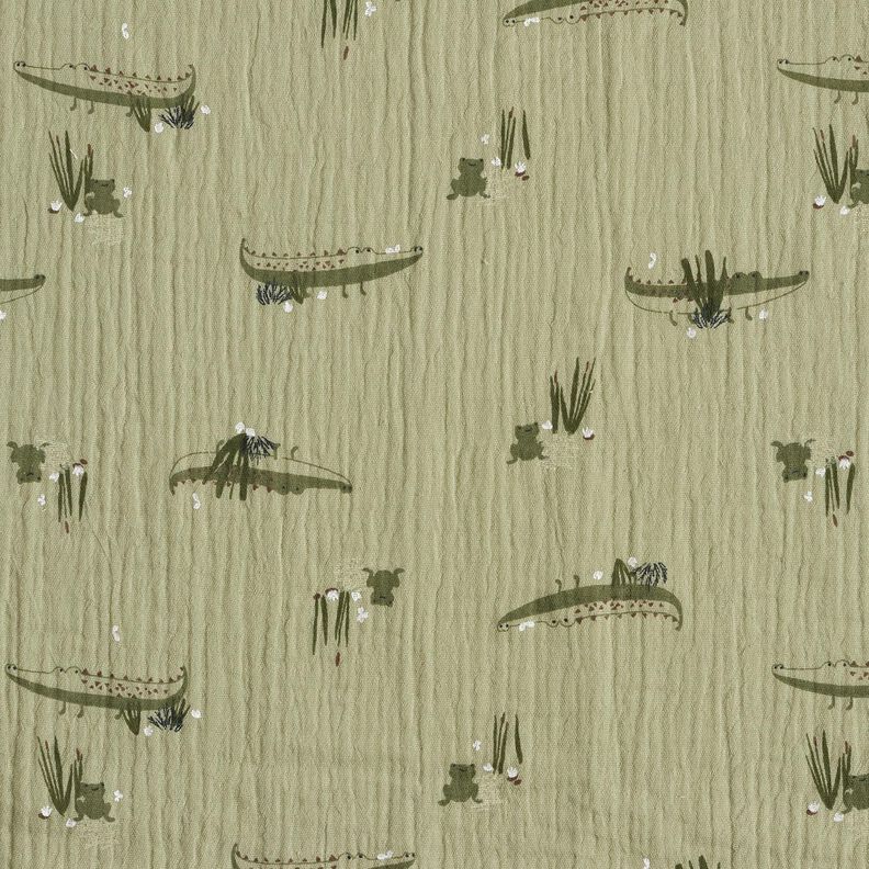 Double Gauze/Muslin crocodiles and frogs – reed,  image number 1