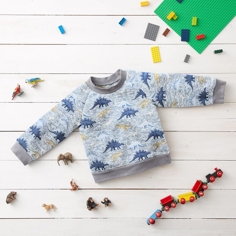Alpine Fleece Dinosaurs – natural/denim blue,  image number 5