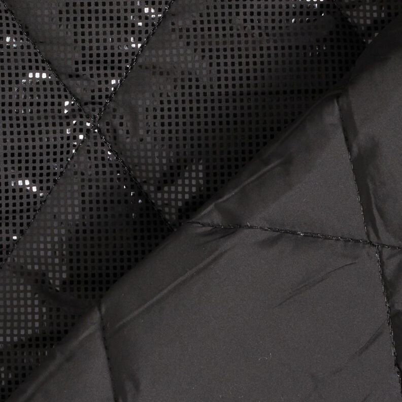 Quilted Fabric subtle sheen diamonds – black,  image number 4