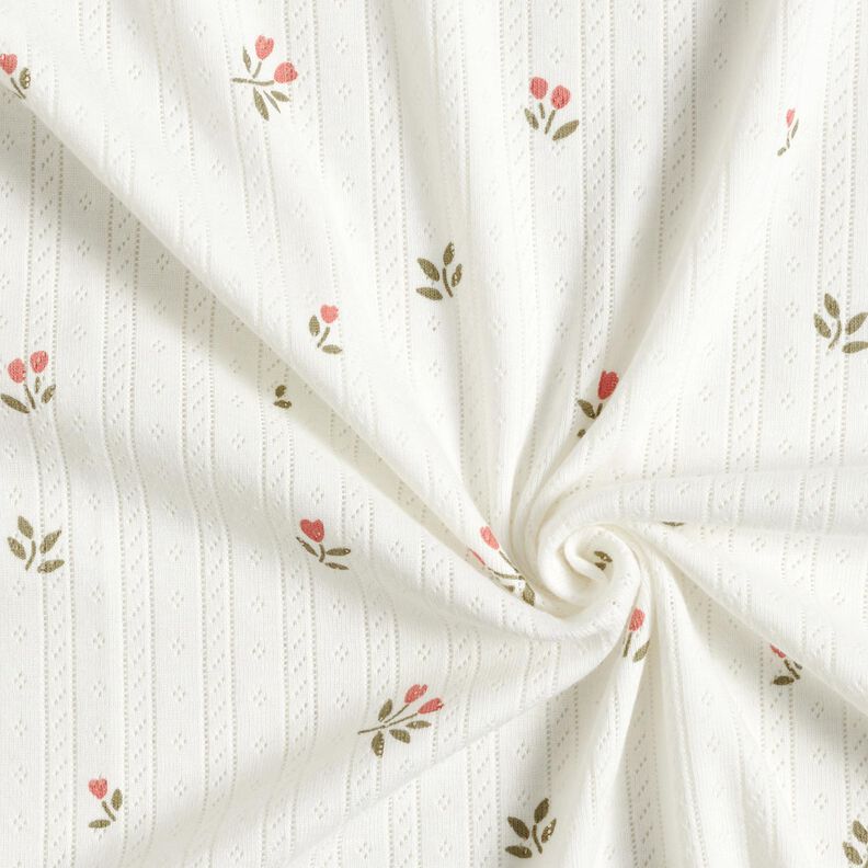 Ajour Cotton Jersey Tulips – ivory, image number 3