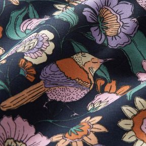 Coated Cotton sea of flowers – midnight blue, 