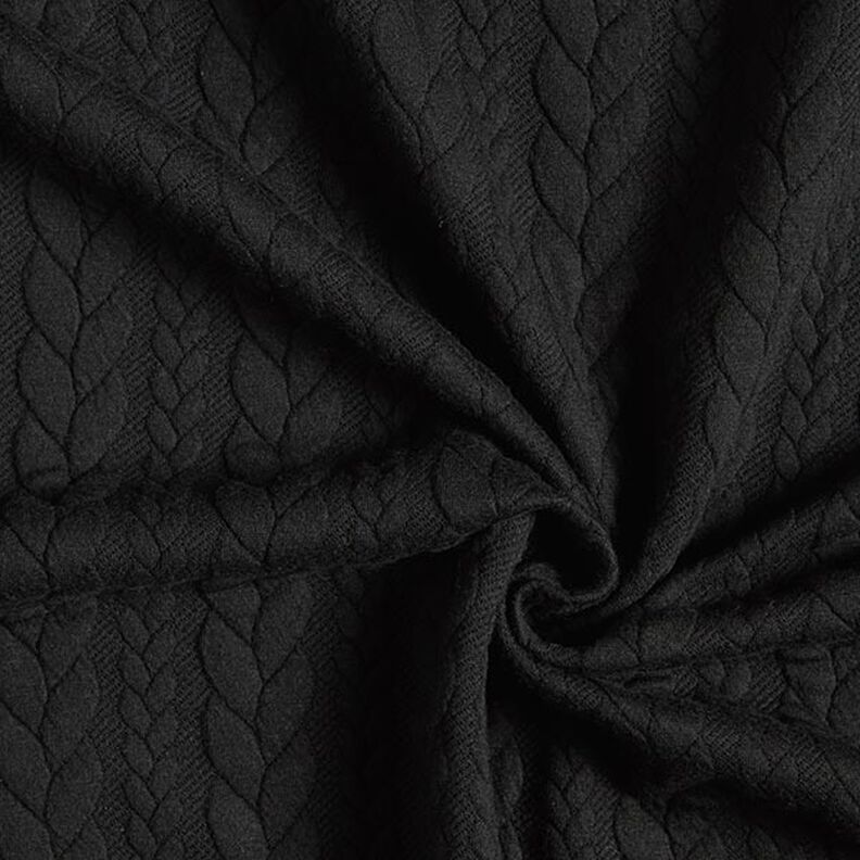 Cabled Cloque Jacquard Jersey – black,  image number 3