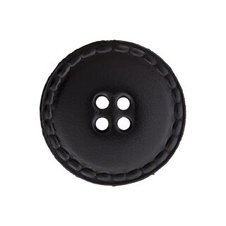 4-Hole Leather Button – black, 